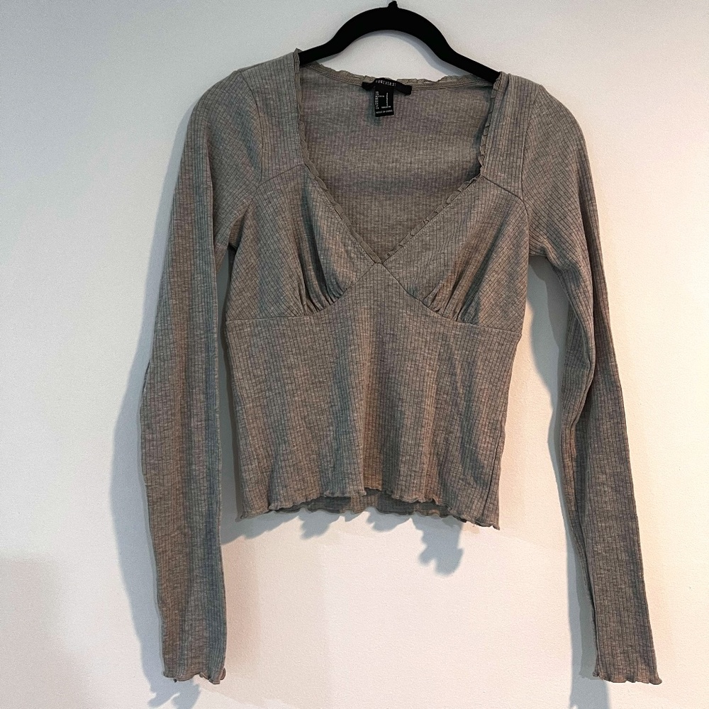 Forever 21 Grey Fringe Shirt